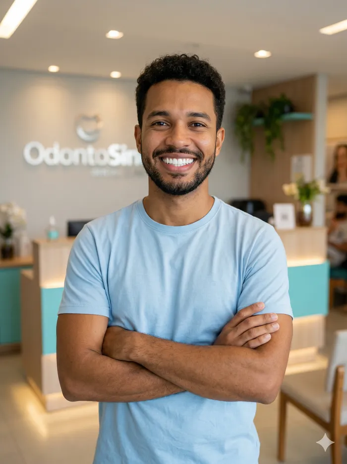 Paciente sorrindo após tratamento na OdontoSin